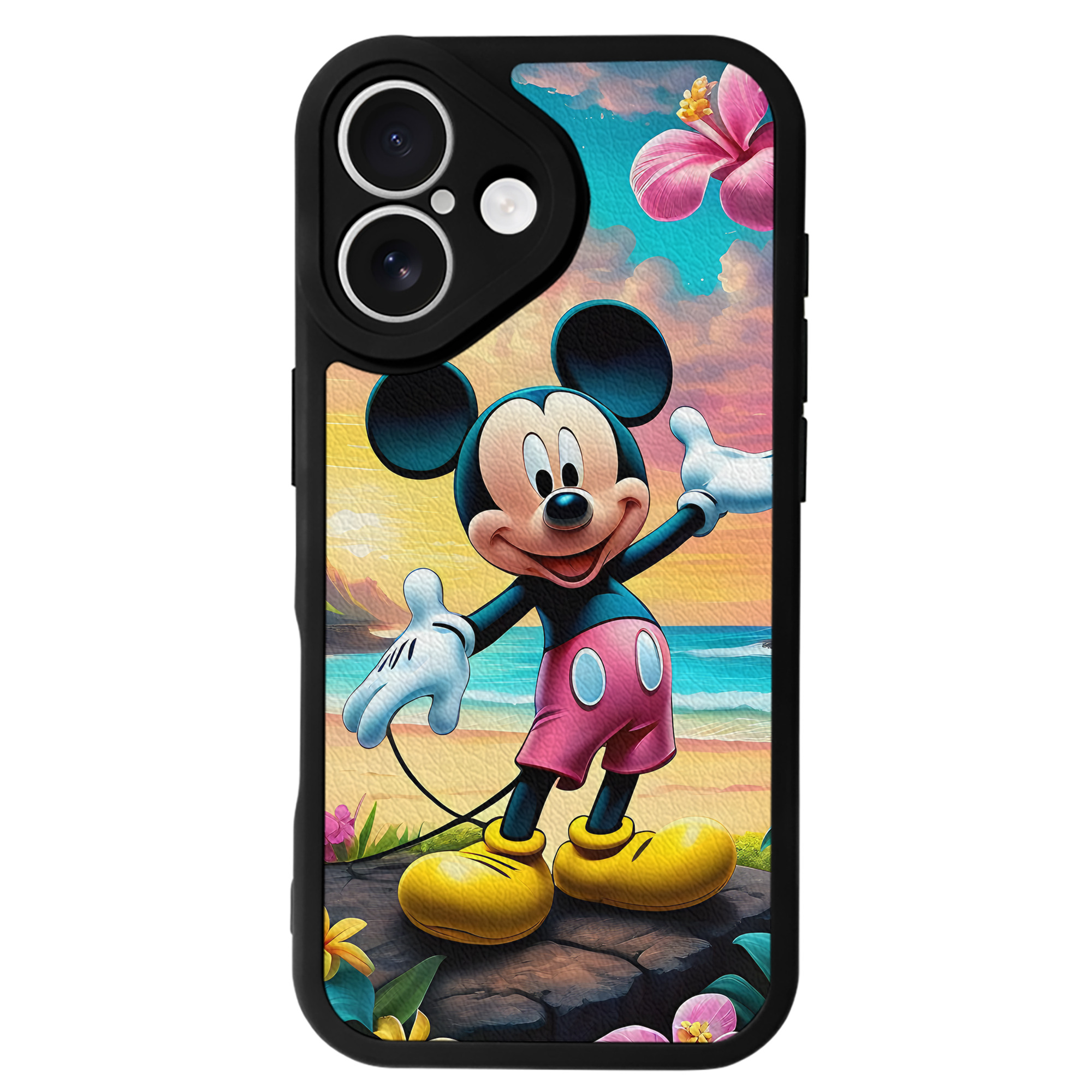 （画像用） ミッキーマウス Mickey Mouse 【iPhone 16シリーズ対応】シリコンスマホケース（レザー調） 材質：シリコン